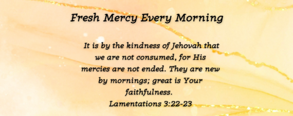 A sunny morning view for Fresh Mercy Every Morning blog, featuring :amentations 3:22-23